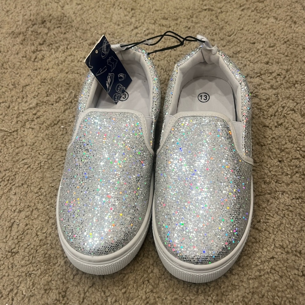 NWT girls 13 glitter sparkle shoes slip on